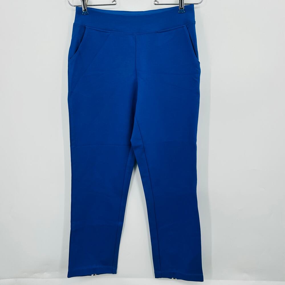 Belle by Kim Gravel Regular Ponte Ankle Pant Back Zip Bright Blue Womens Size 2